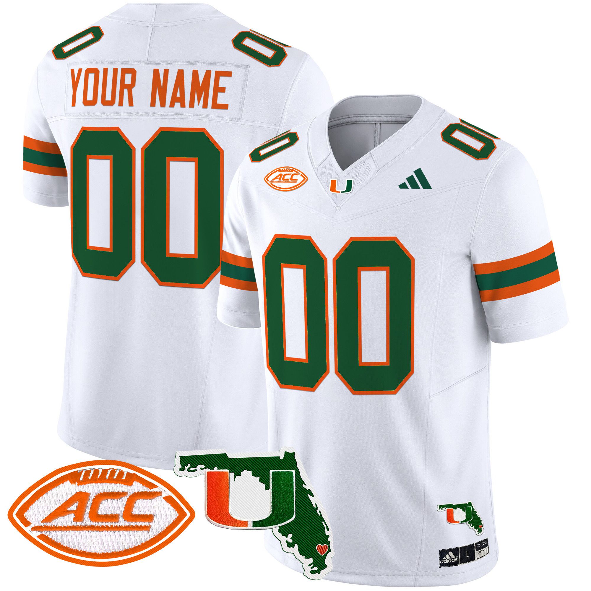 Men Miami Hurricanes White 2024 Florida Patch Vapor Limited Custom NCAA Jersey->ncaa teams->NCAA Jersey